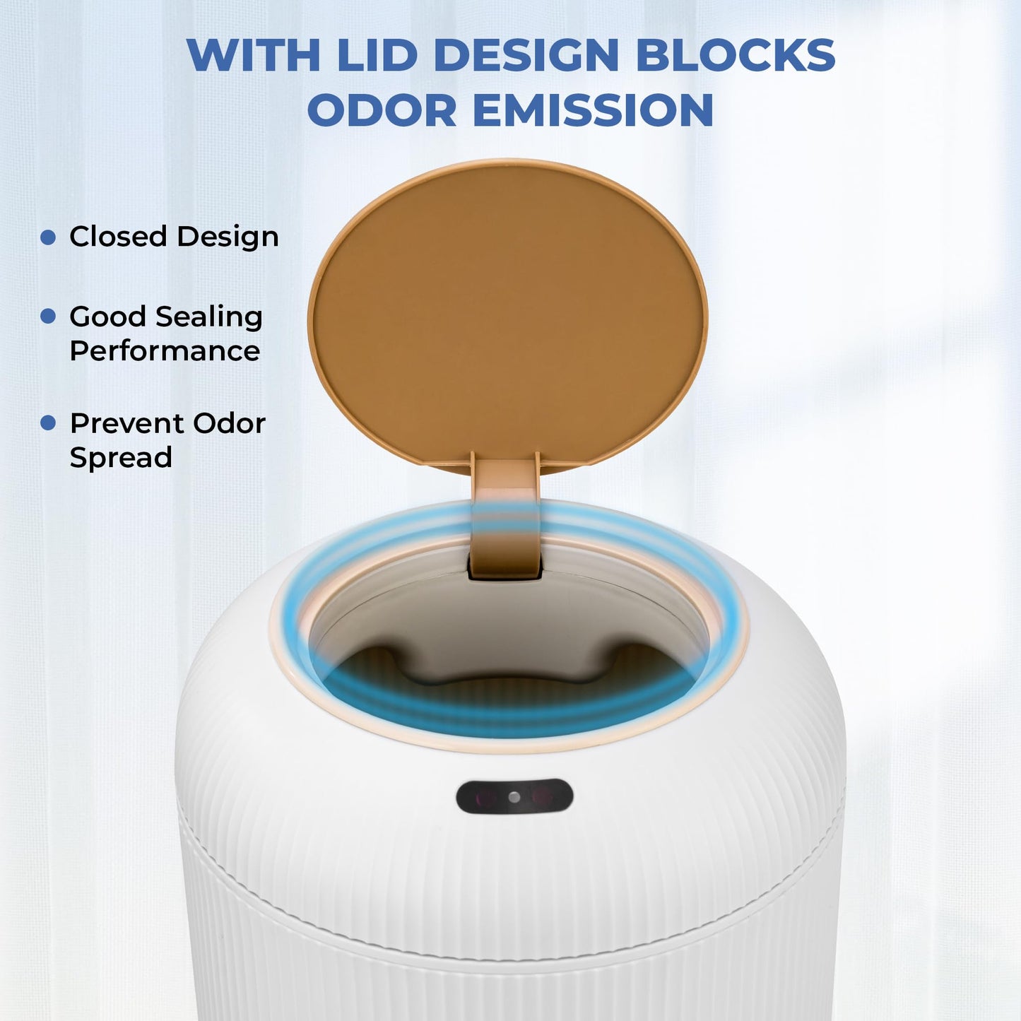 Touchless Motion Sensor Trash Can with Lid, Waterproof, Suitable for Kitchen, Bathroom, Bedroom, Office, and Outdoor (White & Black)