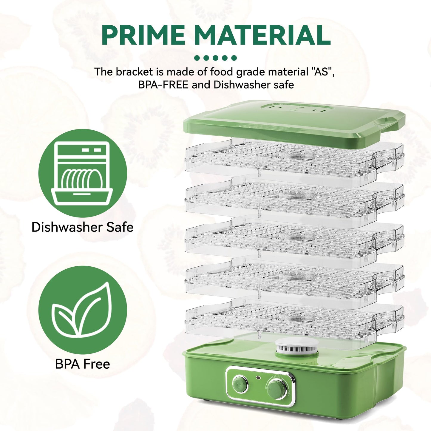 SUSTEAS Versatile Food Dehydrators: 5 BPA-Free Stackable Trays, Adjustable Temperature Controls for Jerky, Fruits, Meats, Vegetables, Snacks, Herbs, and Greens - 240W