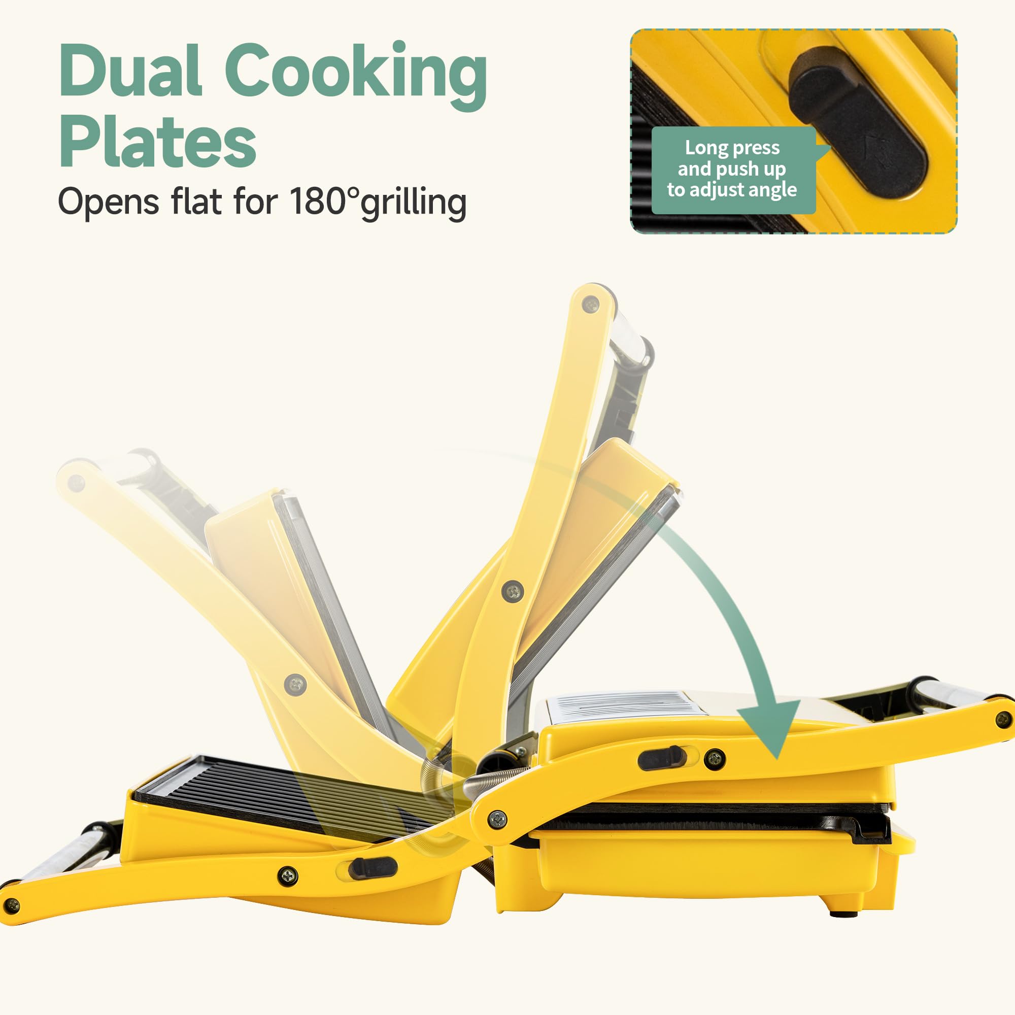 Sandwich Maker with Non-Stick Plates, 180° Panini Press Grill