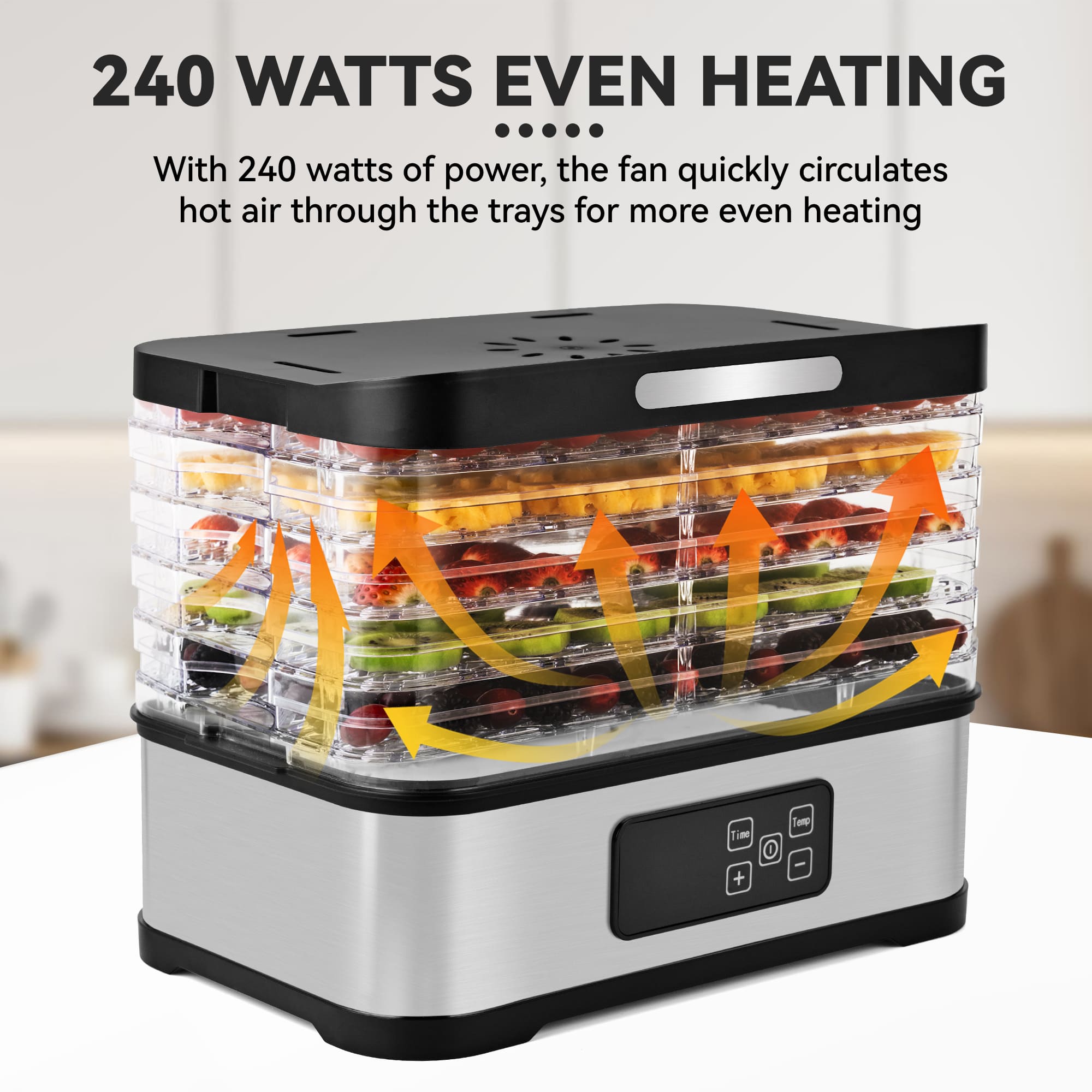 SUSTEAS Food Dehydrator, 5 Trays, Adjustable Temperature