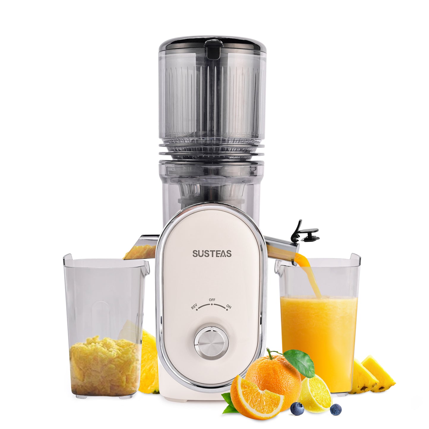 SUSTEAS Cold Press Juicer, Slow Masticating Juice Extractor, Easy to Clean(White)