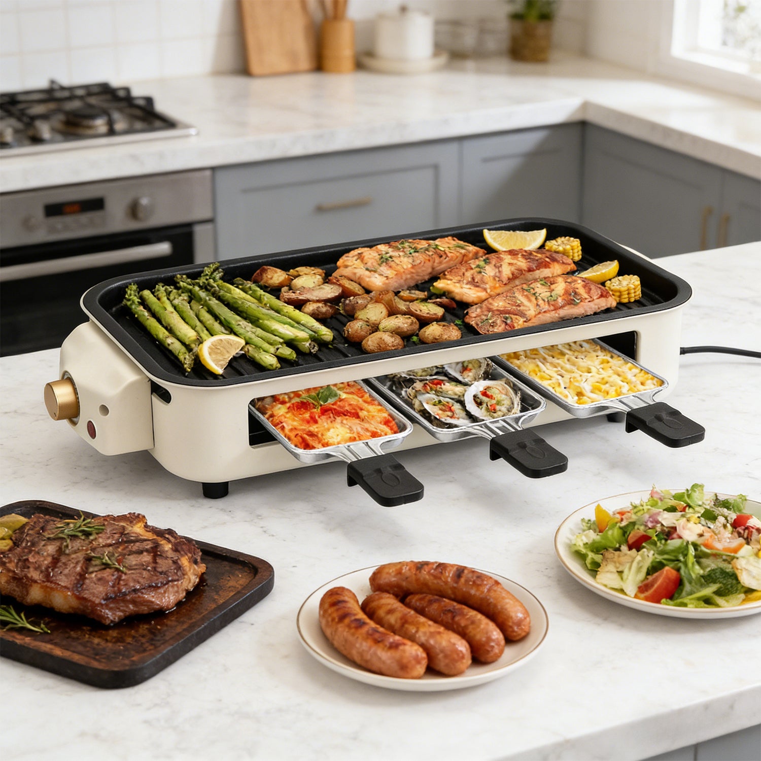 Electric Grill Non Stick Smokeless Indoor Griddle | Pukomc – SUSTEAS