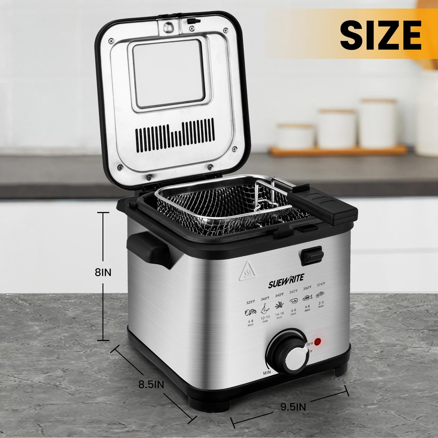 SUSTEAS Electric Deep Fryer with Adjustable Temperature Control
