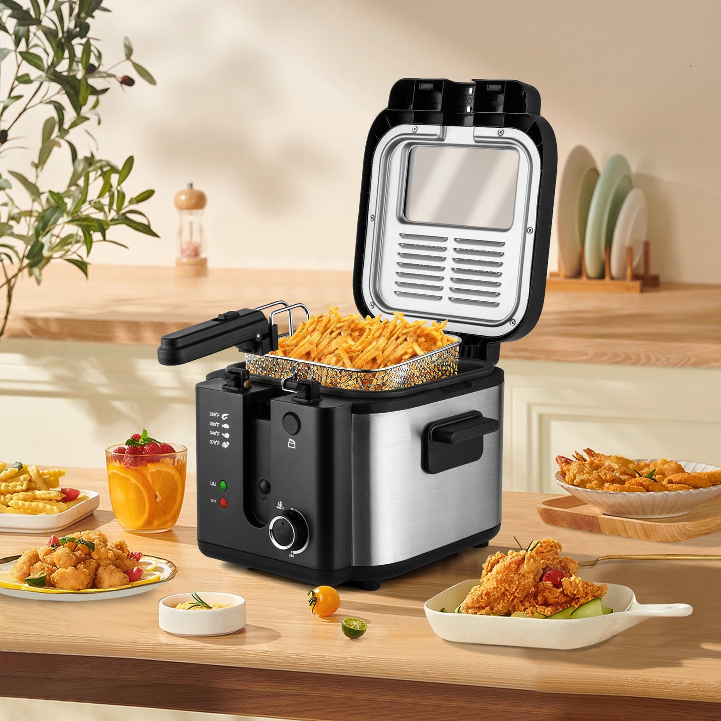 SUSTEAS Electric Deep Fryer with Adjustable Temperature Control