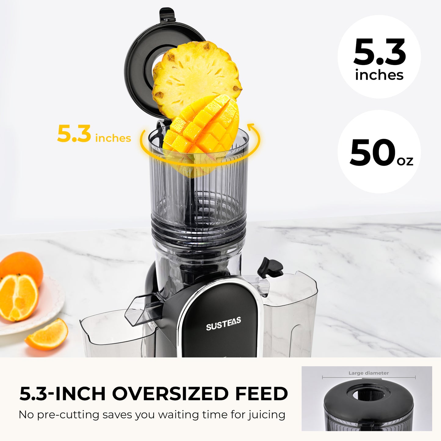 SUSTEAS Cold Press Juicer, Slow Masticating Juice Extractor, Easy to Clean