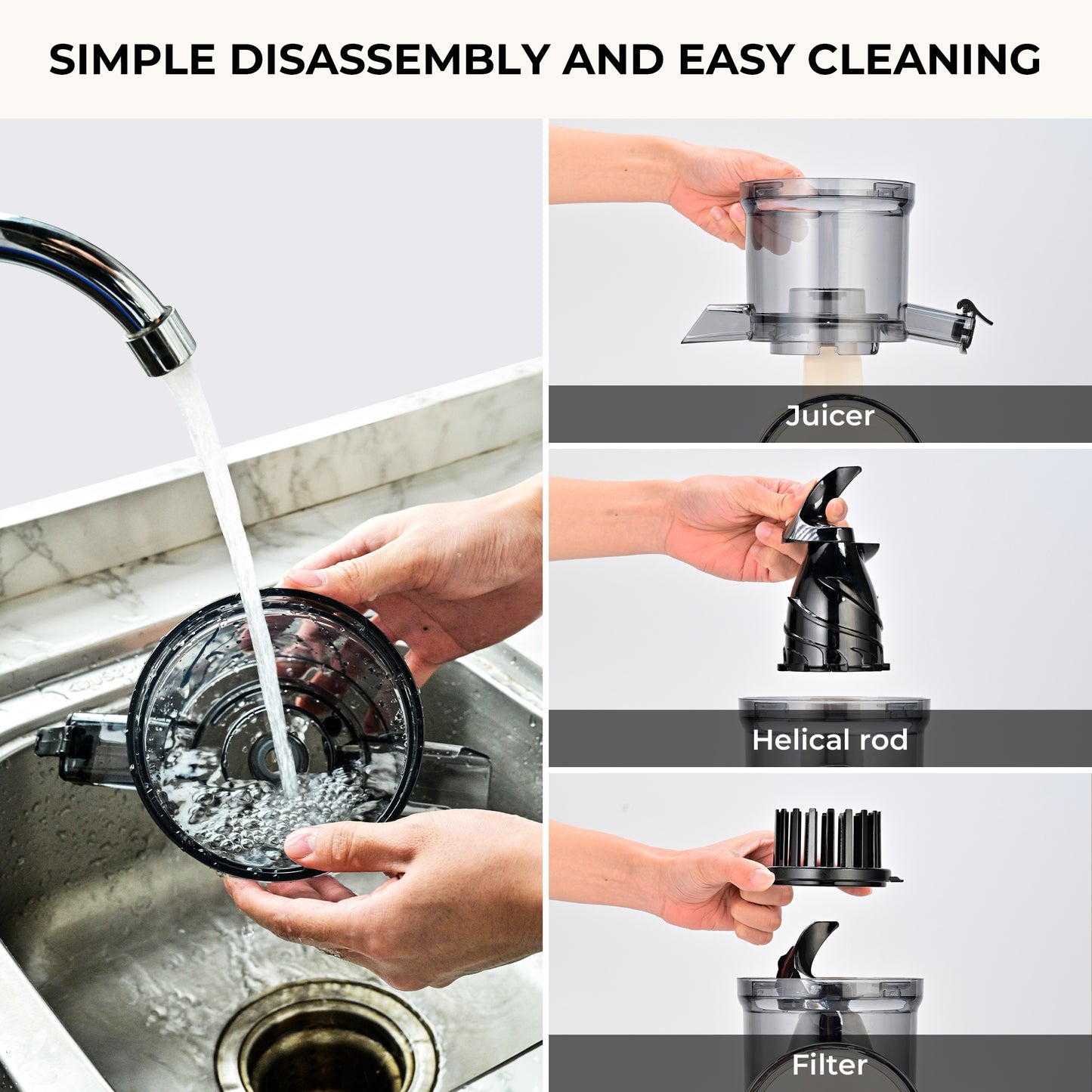 SUSTEAS Cold Press Juicer, Slow Masticating Juice Extractor, Easy to Clean(White)