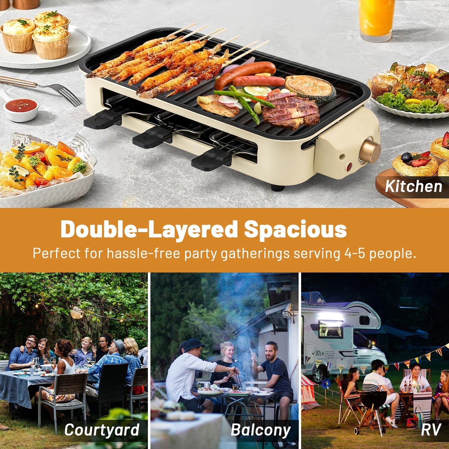 Smokeless Indoor Electric Grill with Removable Plate