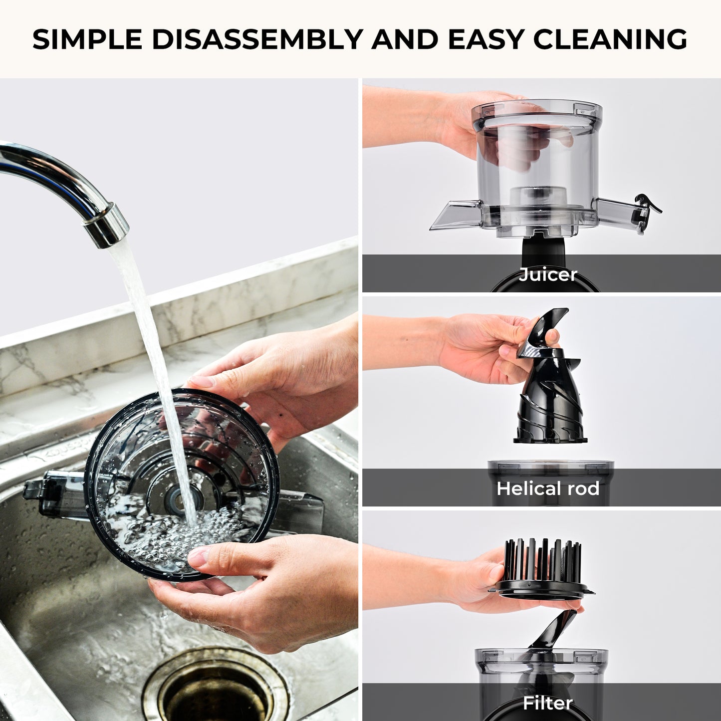 SUSTEAS Cold Press Juicer, Slow Masticating Juice Extractor, Easy to Clean