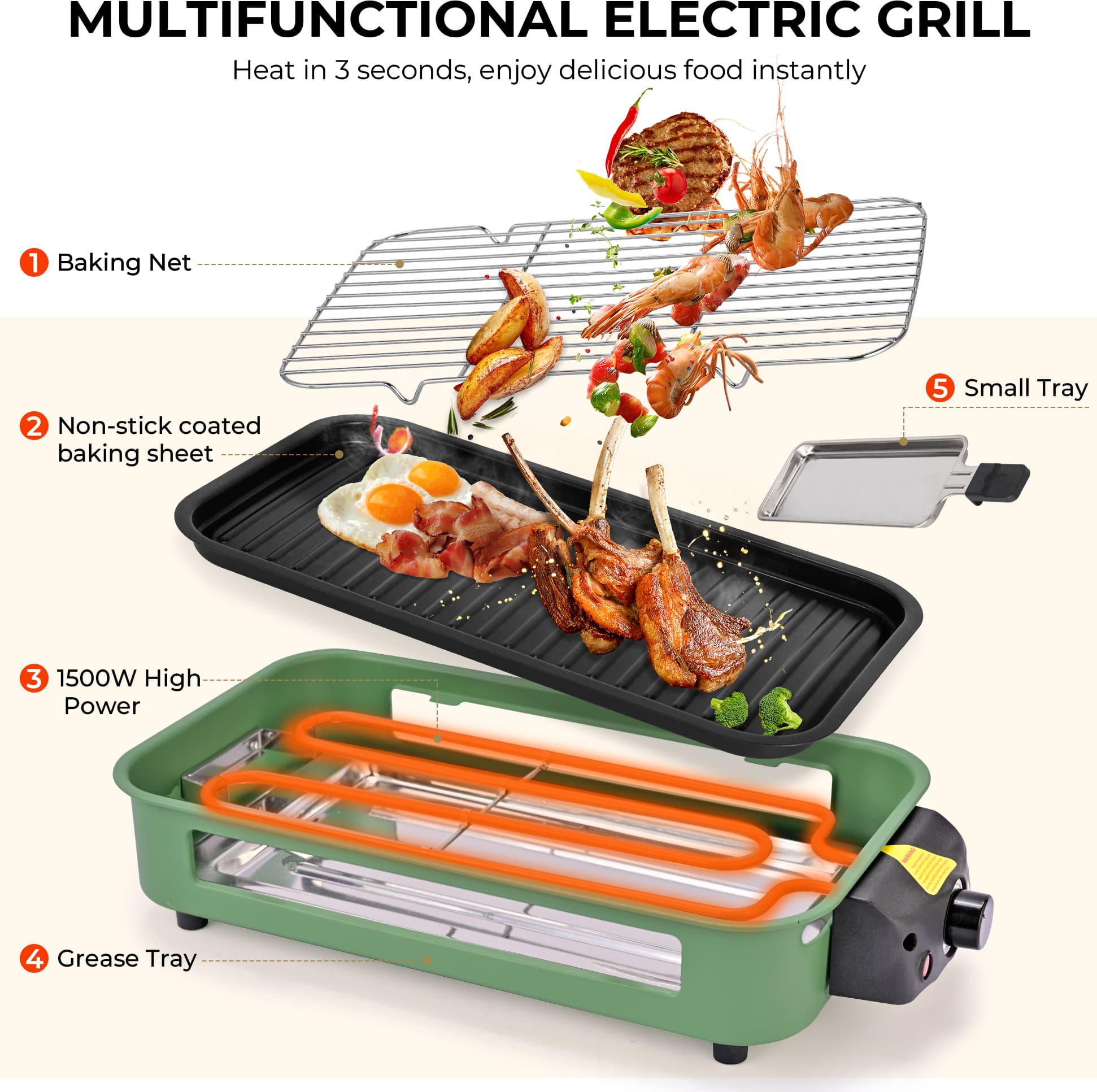 Kitchen essentials: Cheese Grater & Electric Grill, Green Color