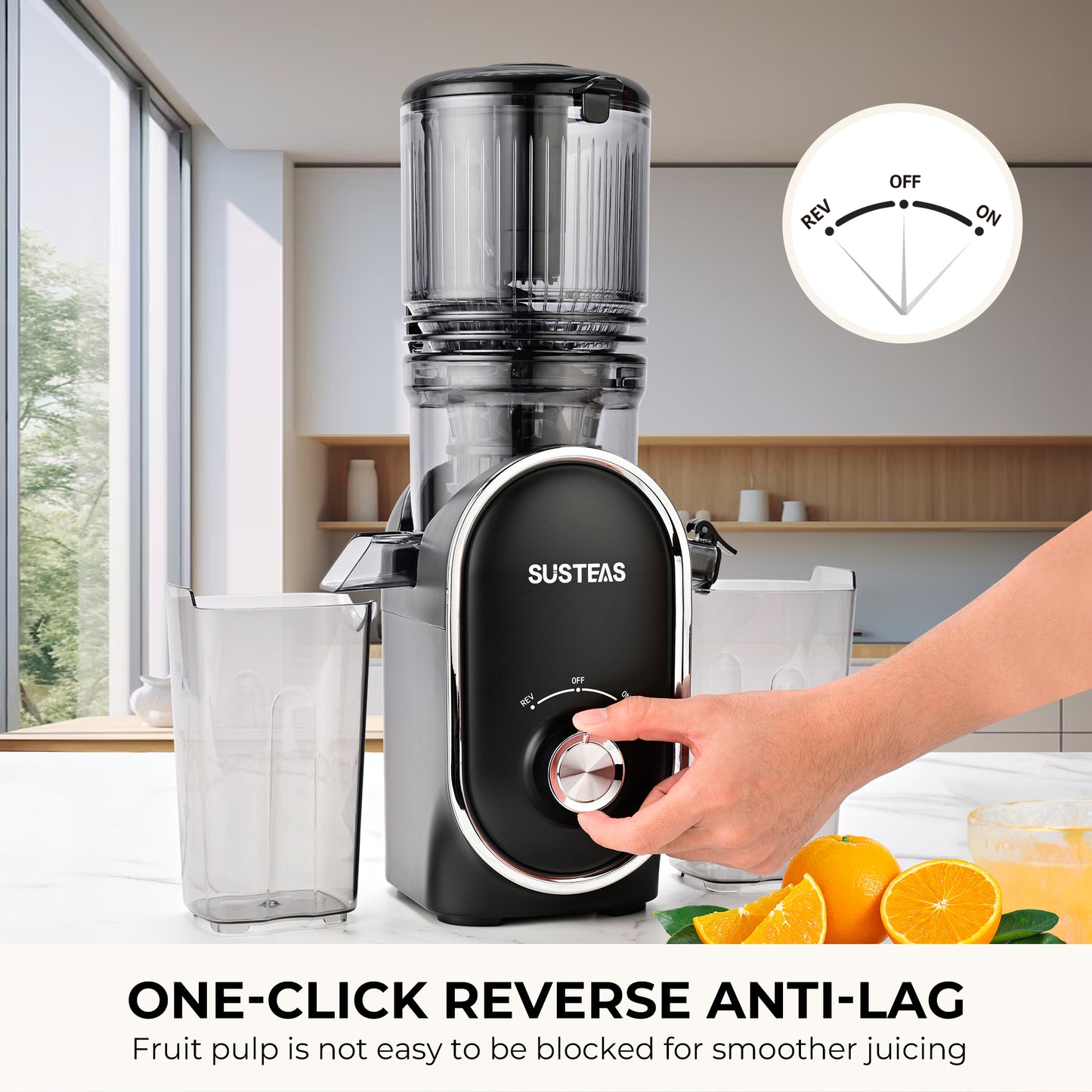 SUSTEAS Cold Press Juicer, Slow Masticating Juice Extractor, Easy to Clean