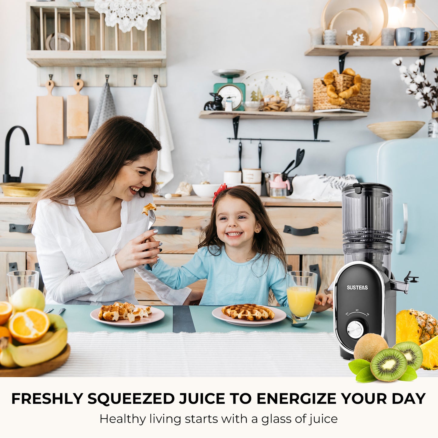SUSTEAS Cold Press Juicer, Slow Masticating Juice Extractor, Easy to Clean
