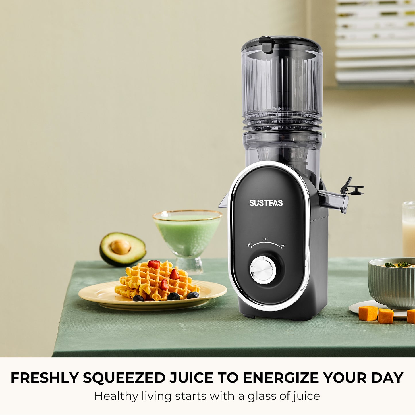 SUSTEAS Cold Press Juicer, Slow Masticating Juice Extractor, Easy to Clean