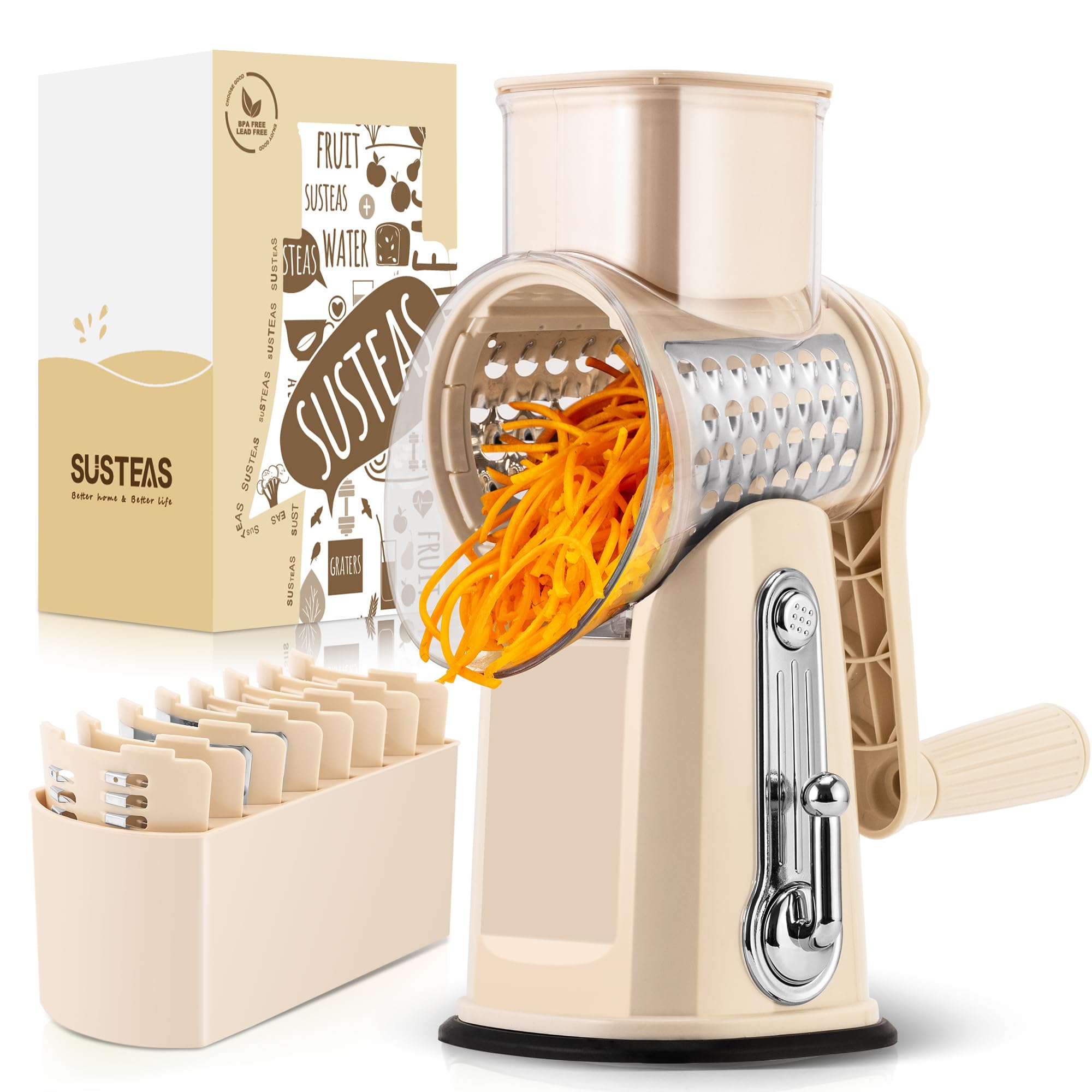 SUSTEAS Rotary Cheese Grater With Handle Vegetable Food Shredder With susteas-rotary-cheese-grater-with-handle-vegetable-food-shredder-with