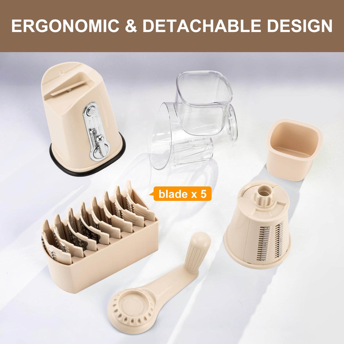 SUSTEAS Rotary Cheese Grater & Vegetable Slicer