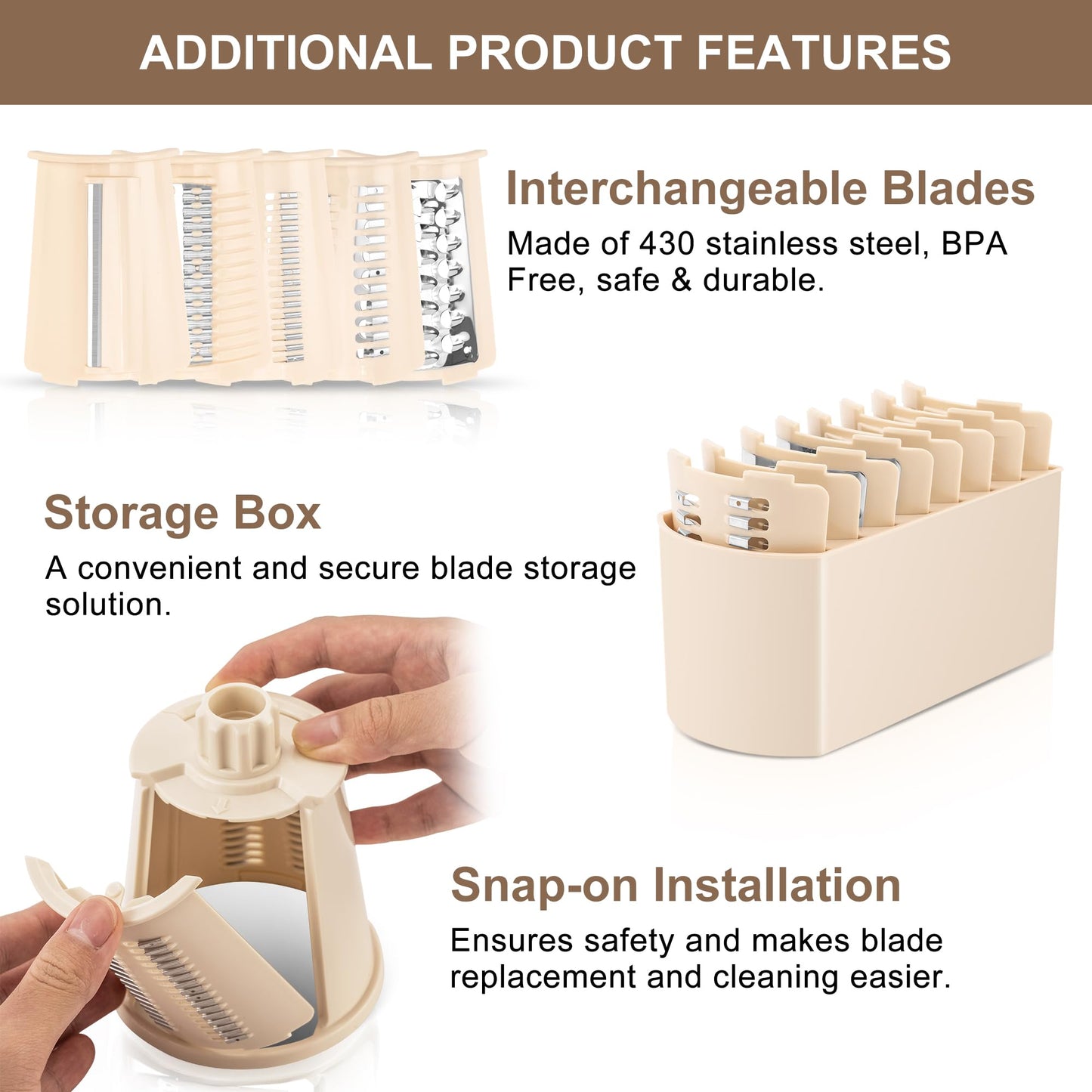 SUSTEAS Rotary Cheese Grater & Vegetable Slicer