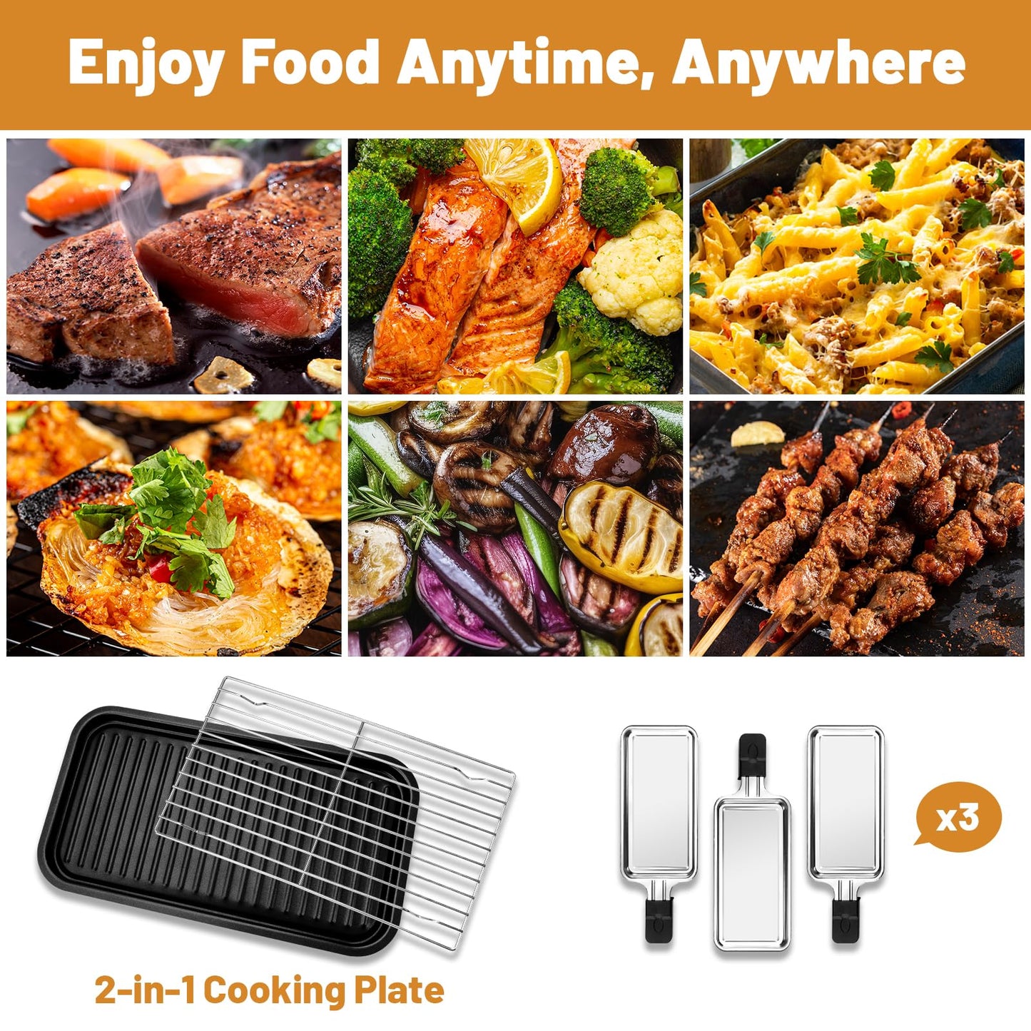Smokeless Indoor Electric Grill with Removable Plate