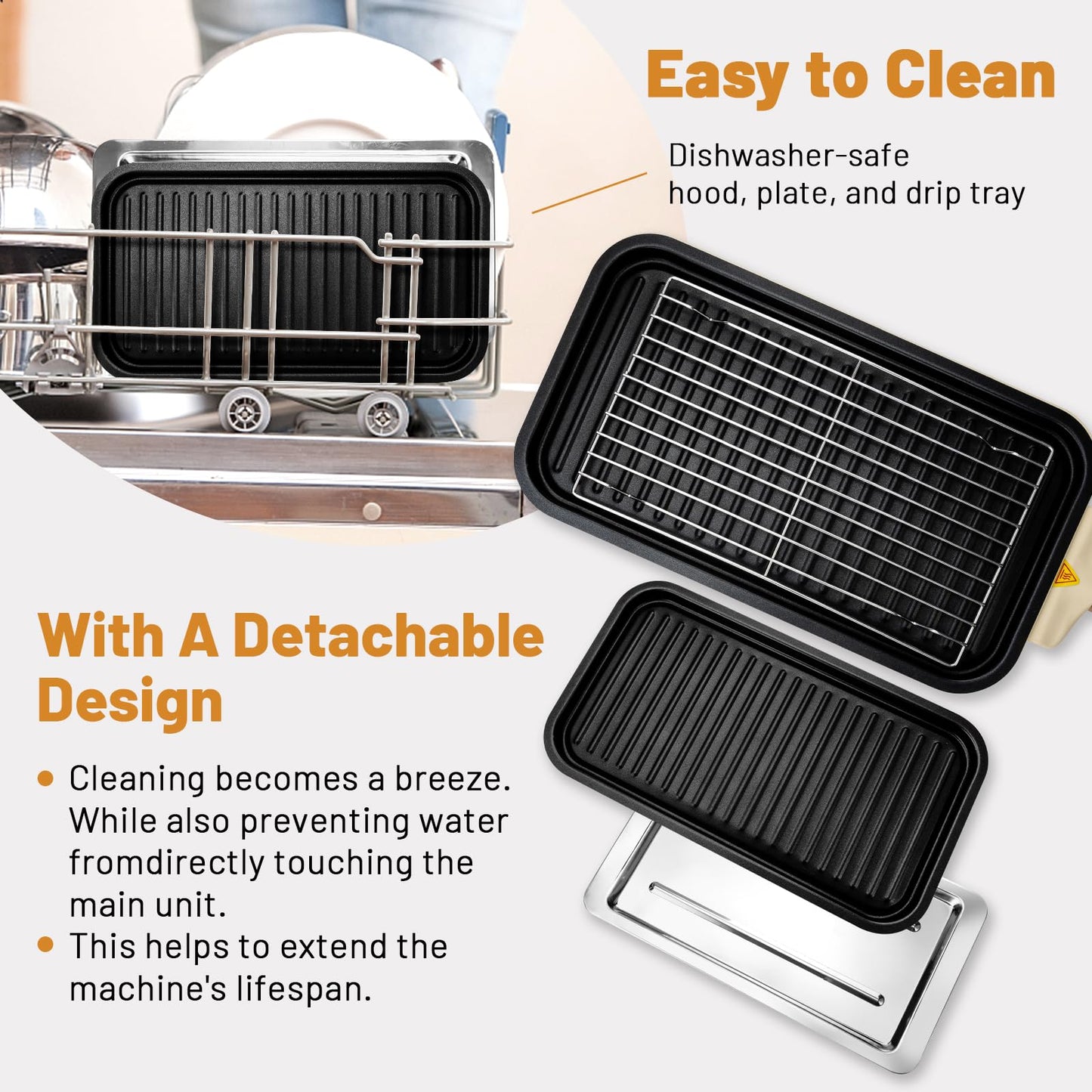 Smokeless Indoor Electric Grill with Removable Plate