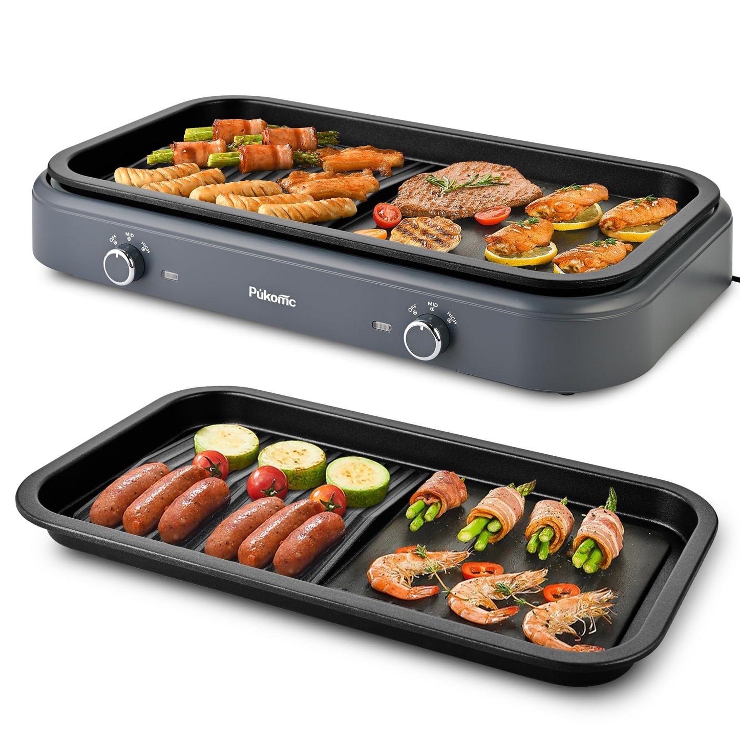 SUSTEAS Electric Grill,1500W Temperature Control, Gray Color