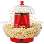 SUSTEAS Electric Popcorn Machine with 4 Serving Bowls & Measuring Cup, Red