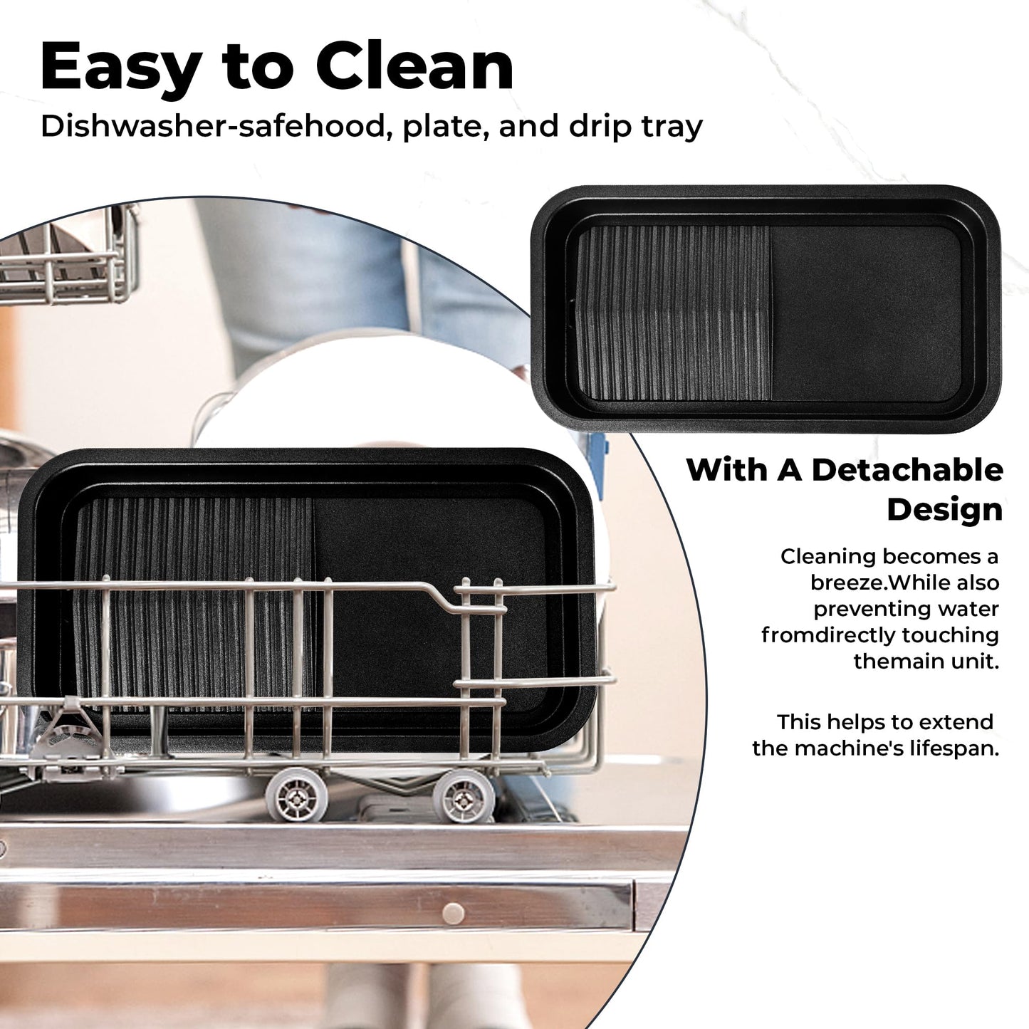 SUSTEAS Electric Grill,1500W Temperature Control, Gray Color