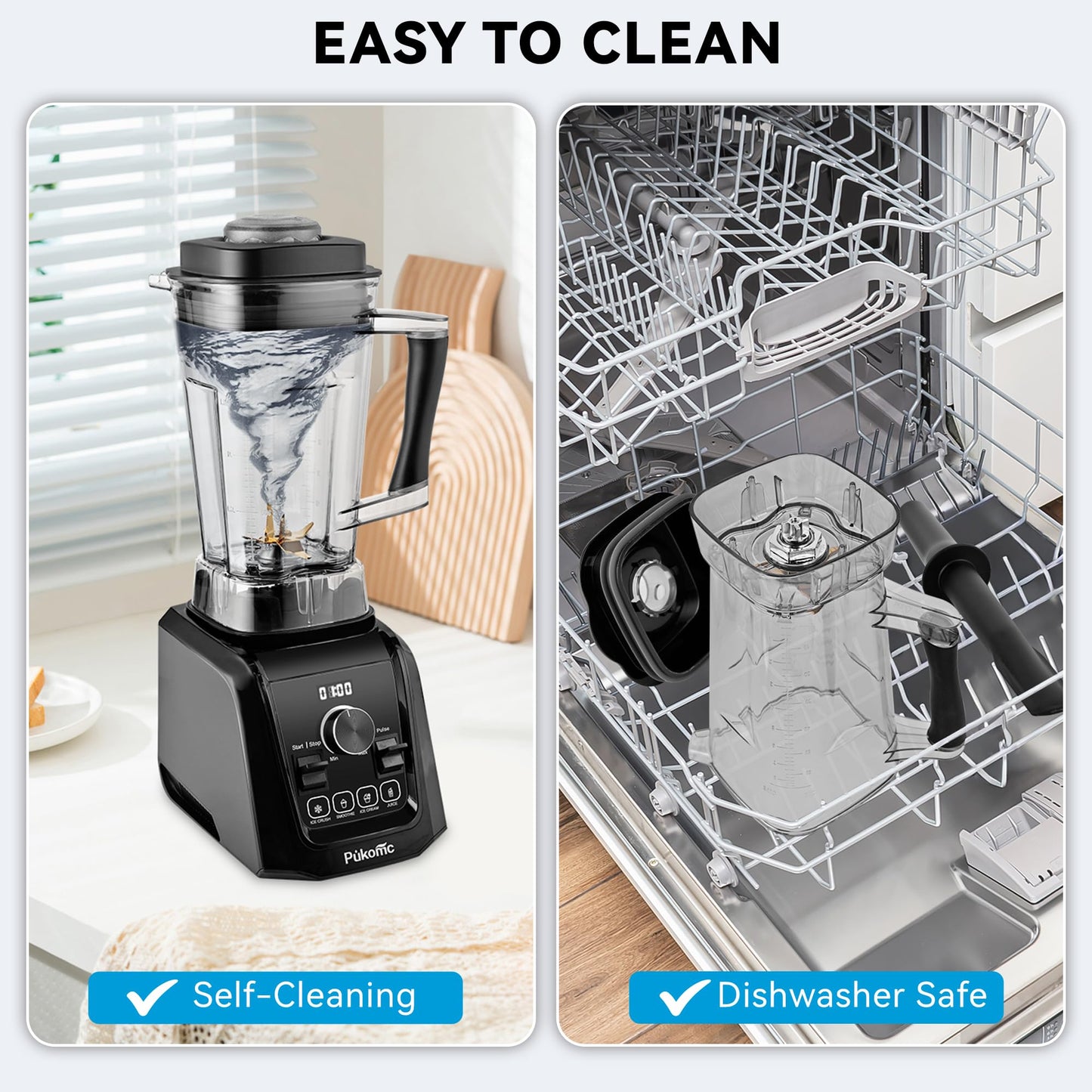SUSTEAS Blender with 1200W Powerful Motor, Black Color