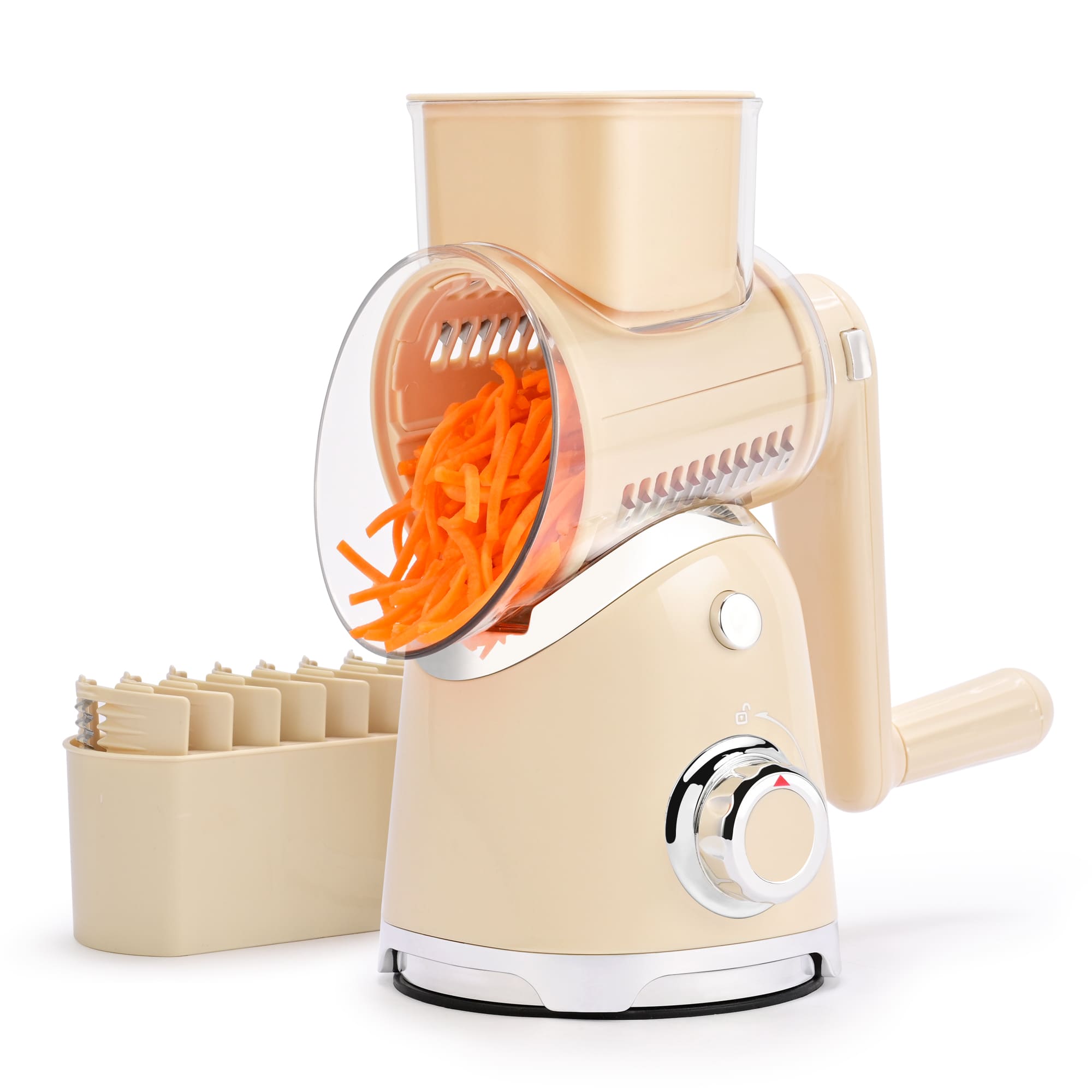 SUSTEAS New Rotary Cheese Grater & Vegetable Shredder with 5 Blades