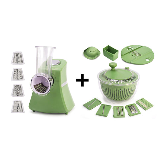 SUSTEAS Salad Spinner Large and SUSTEAS Electric Cheese Grater Salad Maker with 5 Attachments Kitchen Utensils