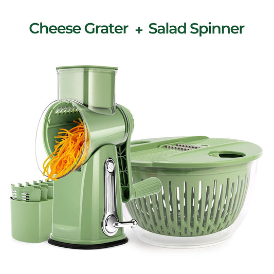 SUSTEAS Rotary Cheese Grater and SUSTEAS Salad Spinner Large Kitchen Utensils