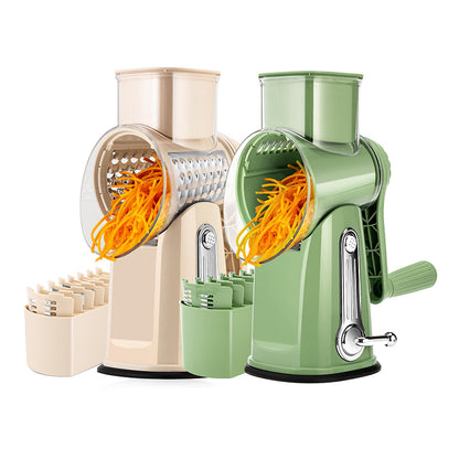 SUSTEAS 2 Packs Rotary Cheese Grater with Handle for Kitchen - 5 Blades, Suction Base, Bonus Blade Storage Box Utensils