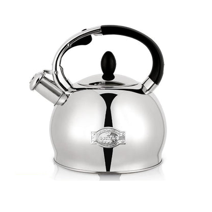 SUMETAS Stove Top Whistling Tea Kettle-Surgical Stainless Steel Teakettle Teapot with Cool Touch Ergonomic Handle,1 Free Silicone Pinch Mitt Included,2.64 Quart(SILVER) Drinkware Jugs