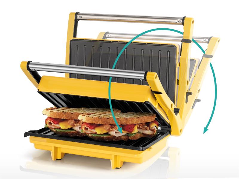 Sandwich Maker with Non-Stick Plates, 180° Panini Press Grill