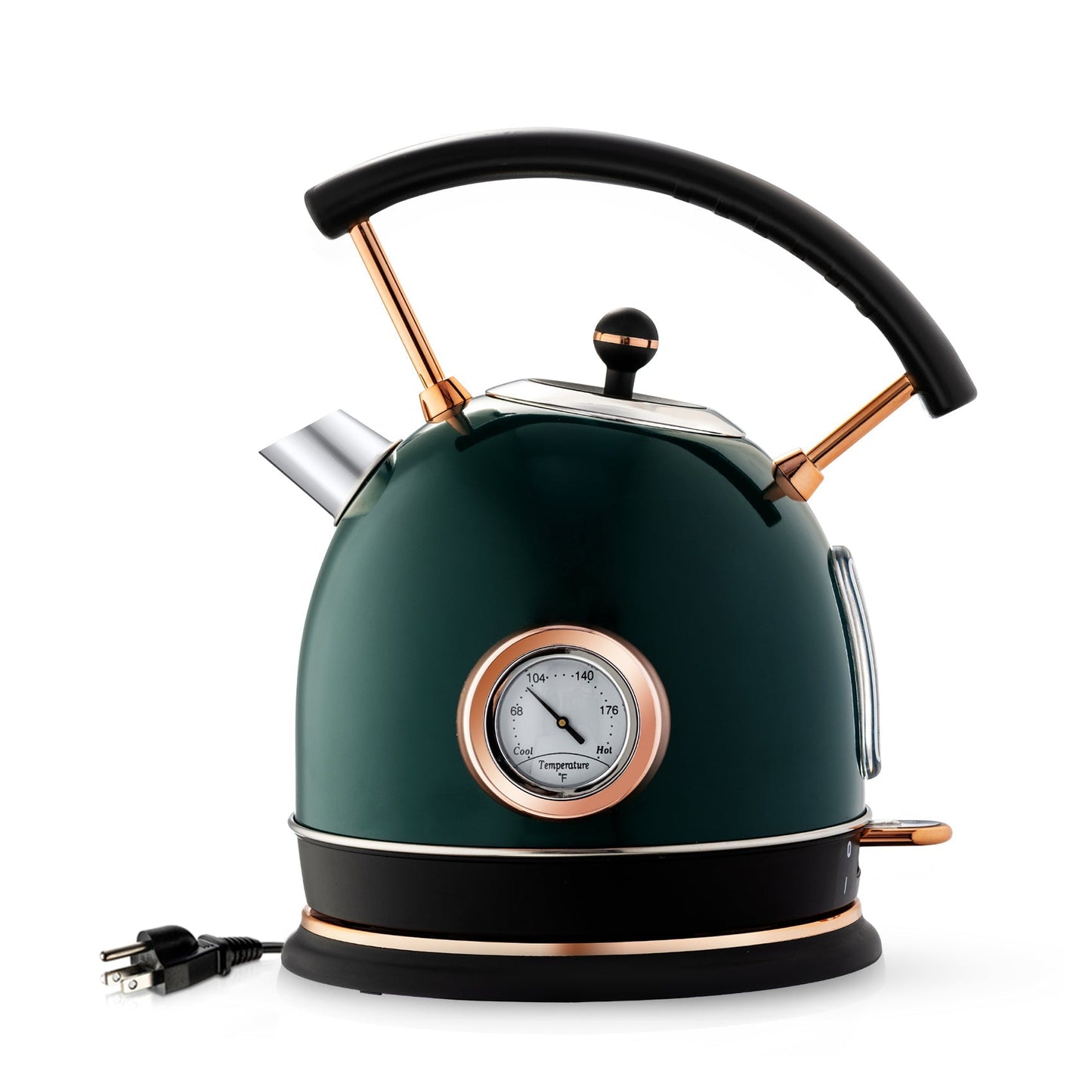 SUMETAS Retro Electric Kettle Stainless Steel 1.8L Tea Kettle, Hot Water Boiler with Temperature Gauge, Led Light, Fast Boiling, Auto Shut-Off&Boil-Dry Protection(Black,Green ,White)