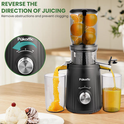 PUkomc Juicer Machines, Cold Press Juicer with 4.25'' Large Feed，Slow Masticating Machines Chute Fit Whole Vegetable And Fruit，High Juice Yield Juicer Easy to Clean