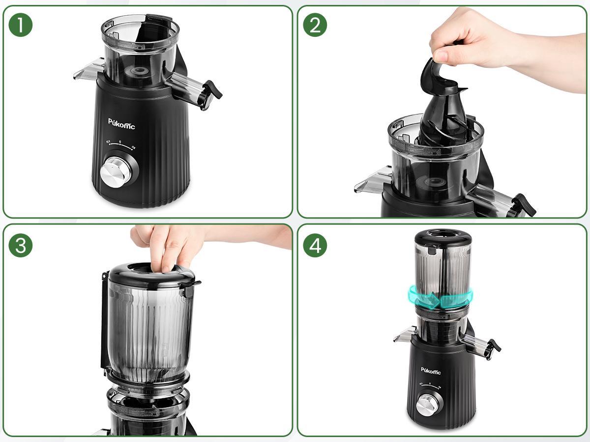 PUkomc Juicer Machines, Cold Press Juicer with 4.25'' Large Feed，Slow Masticating Machines Chute Fit Whole Vegetable And Fruit，High Juice Yield Juicer Easy to Clean