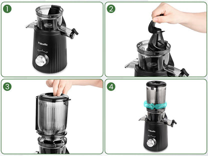 PUkomc Juicer Machines, Cold Press Juicer with 4.25'' Large Feed，Slow Masticating Machines Chute Fit Whole Vegetable And Fruit，High Juice Yield Juicer Easy to Clean