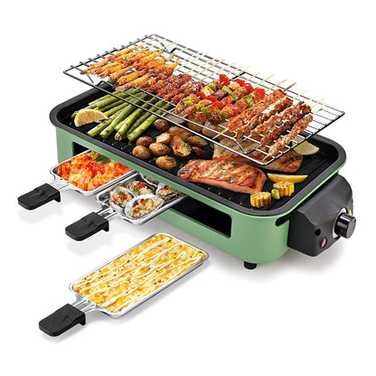 Indoor Smokeless Electric Grill, Non-Stick Cooking Removable Plate, Portable Electric Korean BBQ Grill with Removable Temperature Control, Dishwasher Safe, 1500W