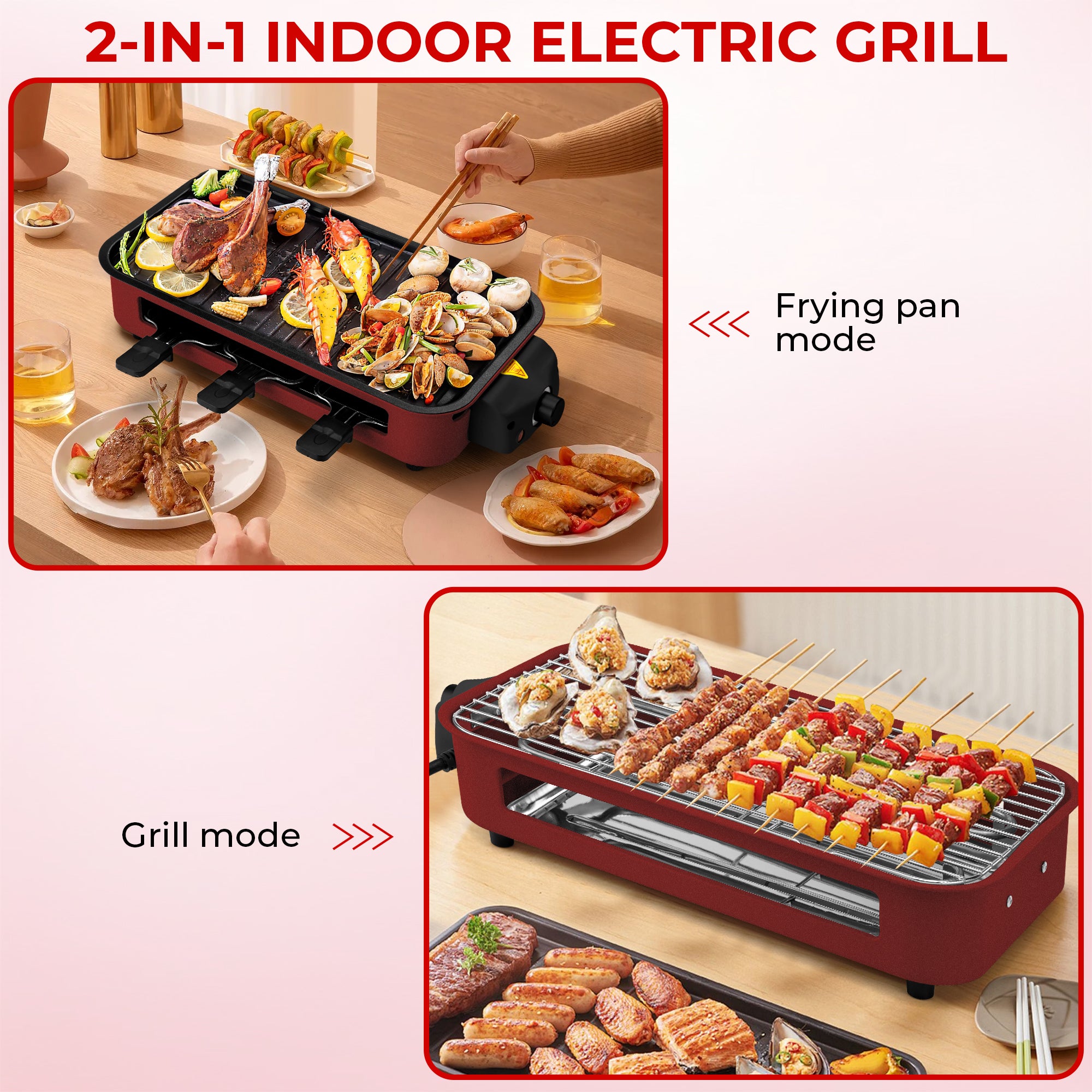 Indoor Electric Grill Smokeless Non-Stick Griddle with Raclette Pans DKS-320/ 321