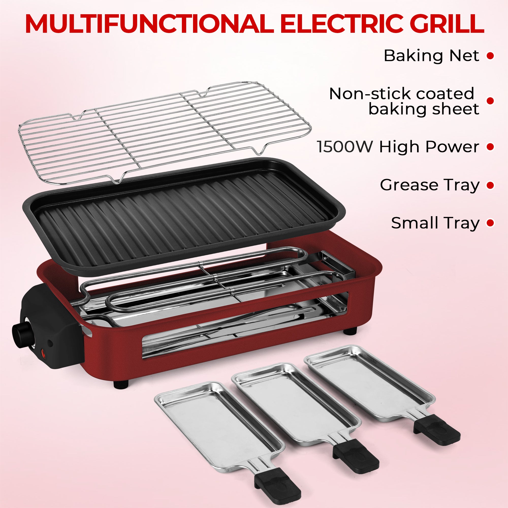 Indoor Electric Grill Smokeless Non-Stick Griddle with Raclette Pans DKS-320/ 321