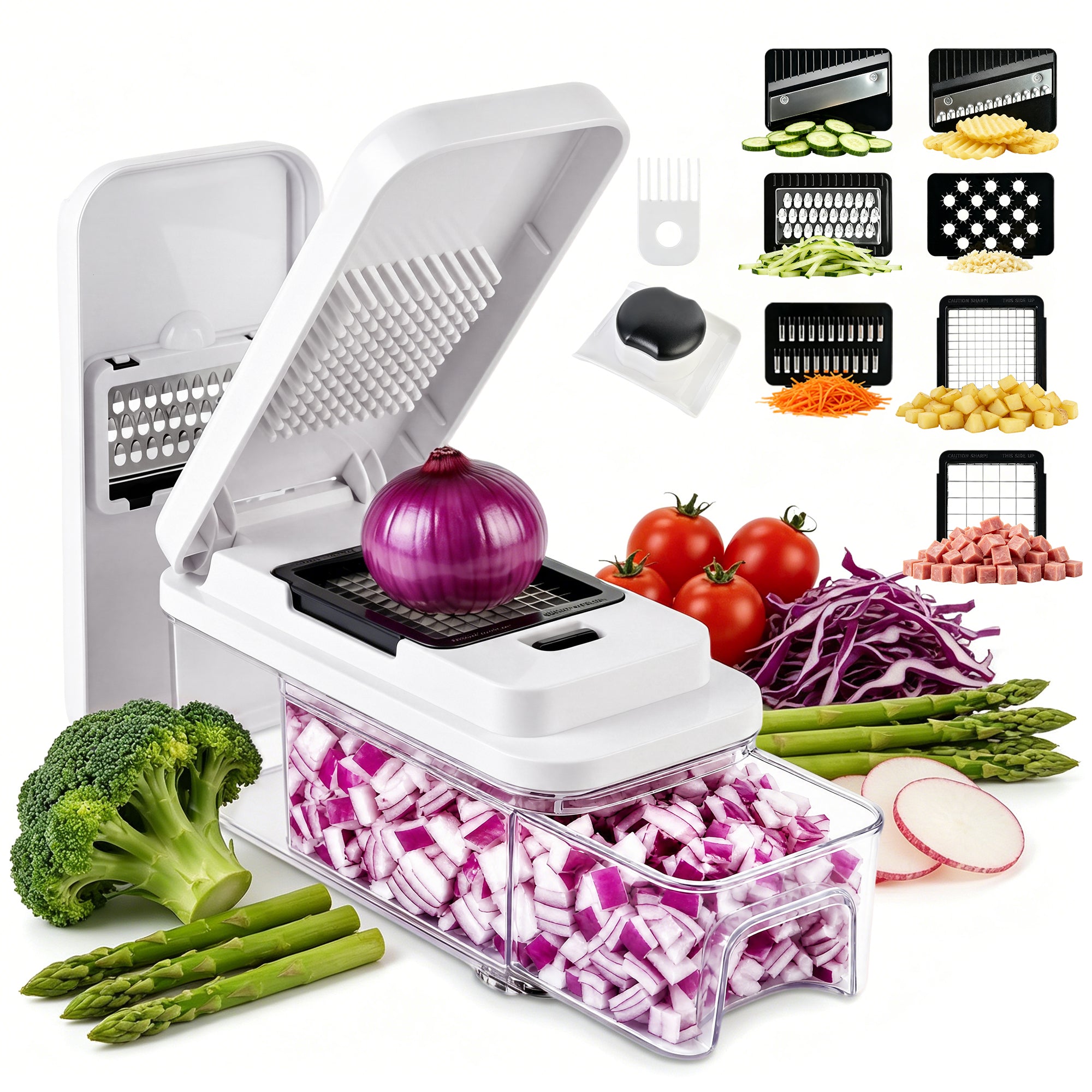 7-Blade Vegetable Chopper with Pull-Out Container & Mandoline Slicer B870