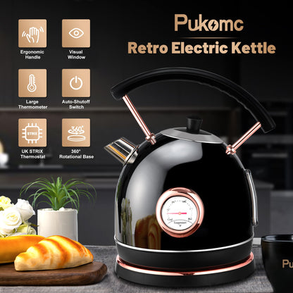 Retro Electric Kettle 1.8L (Black )