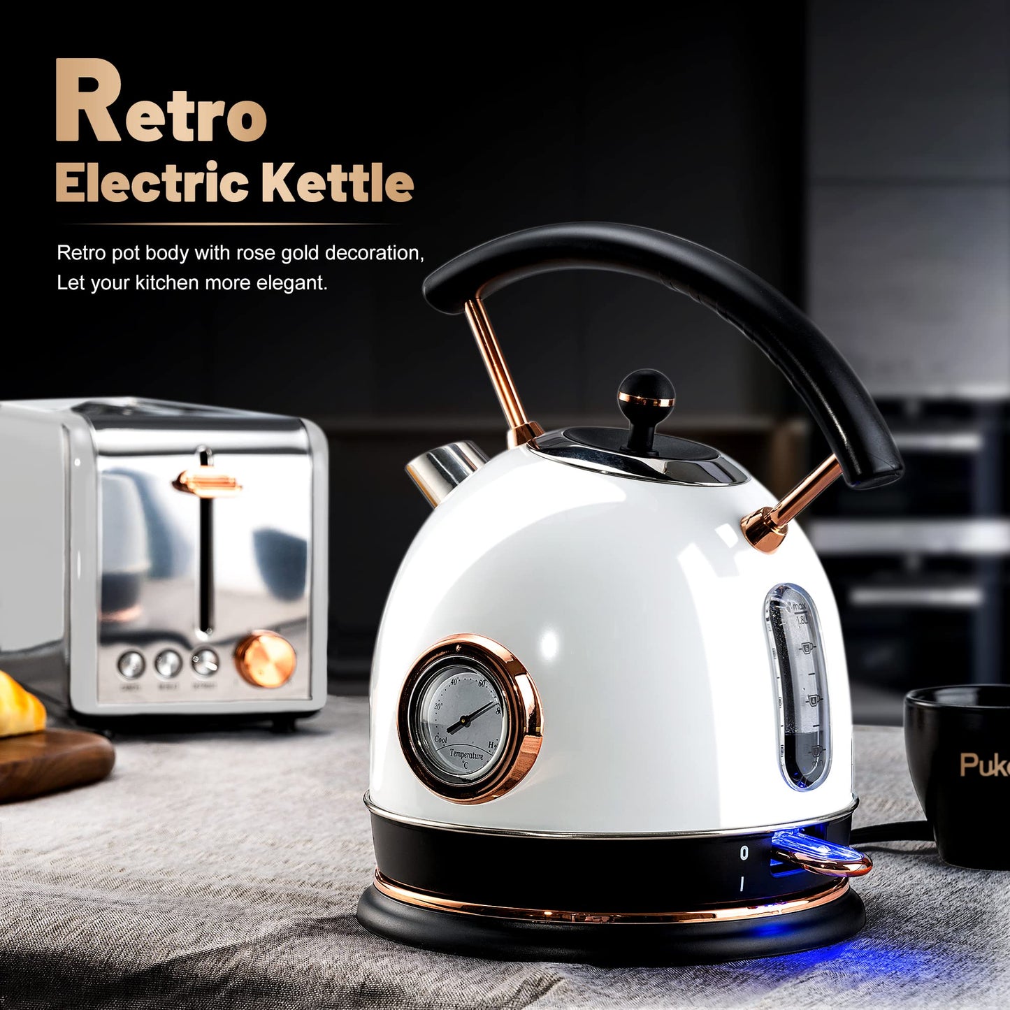 Retro Electric Kettle 1.8L -60oz(Black,Green ,White)