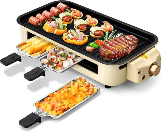 Indoor Smokeless Electric Grill, Non-Stick Cooking Removable Plate, Portable Electric Korean BBQ Grill with Removable Temperature Control, Dishwasher Safe, 1500W