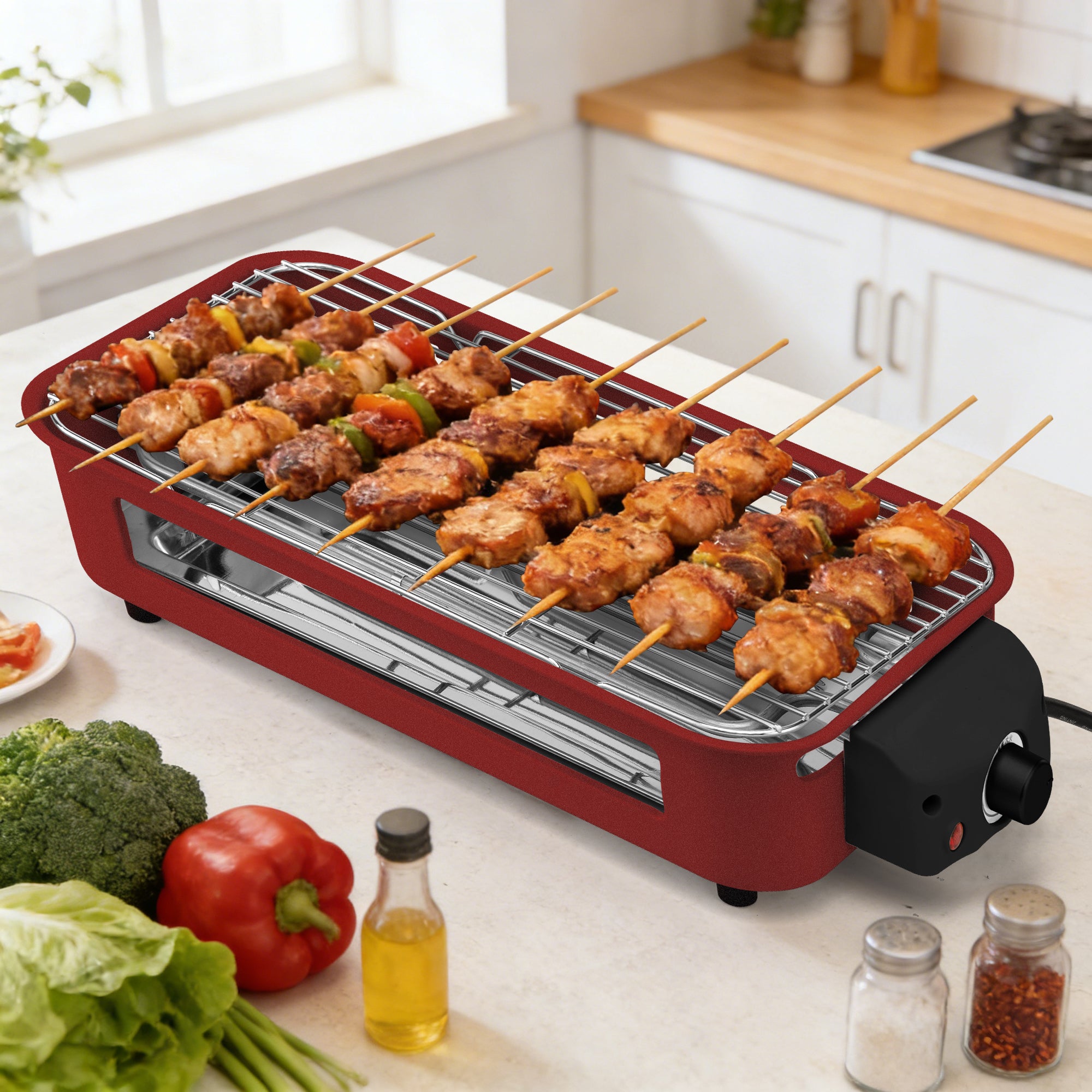 Indoor Electric Grill Smokeless Non-Stick Griddle with Raclette Pans DKS-320/ 321