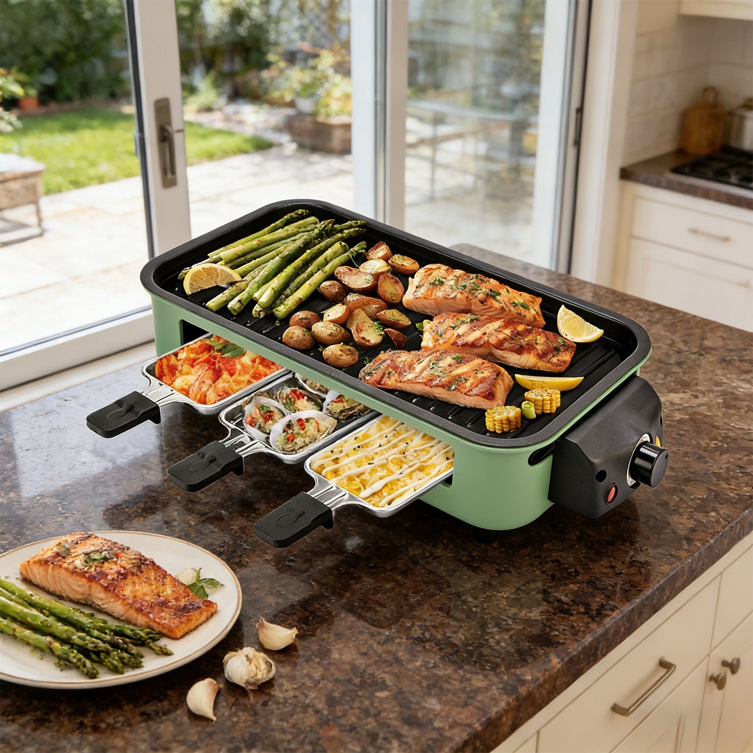 Electric Grill Non Stick Smokeless Indoor Griddle | Pukomc – SUSTEAS