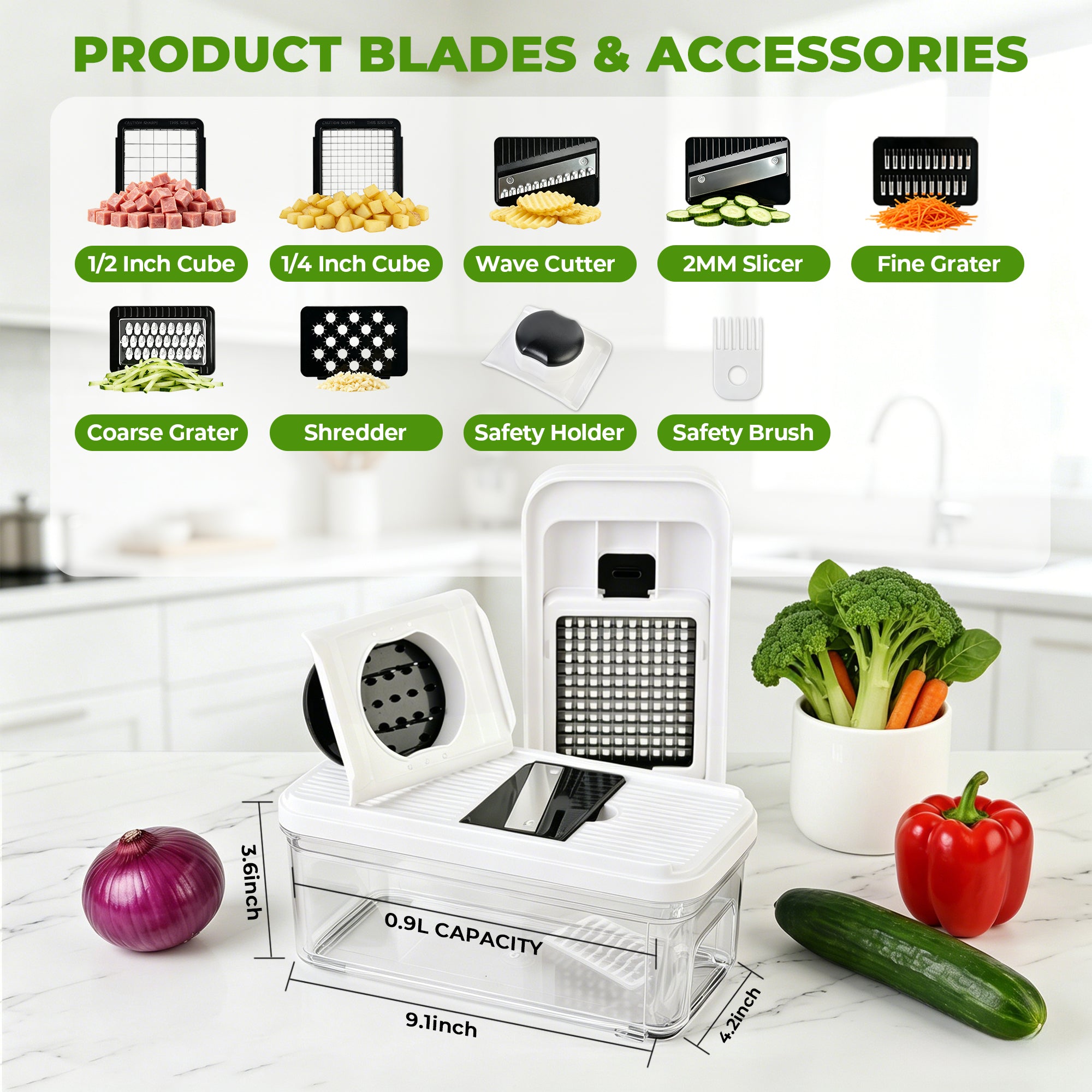 7-Blade Vegetable Chopper with Pull-Out Container & Mandoline Slicer B870