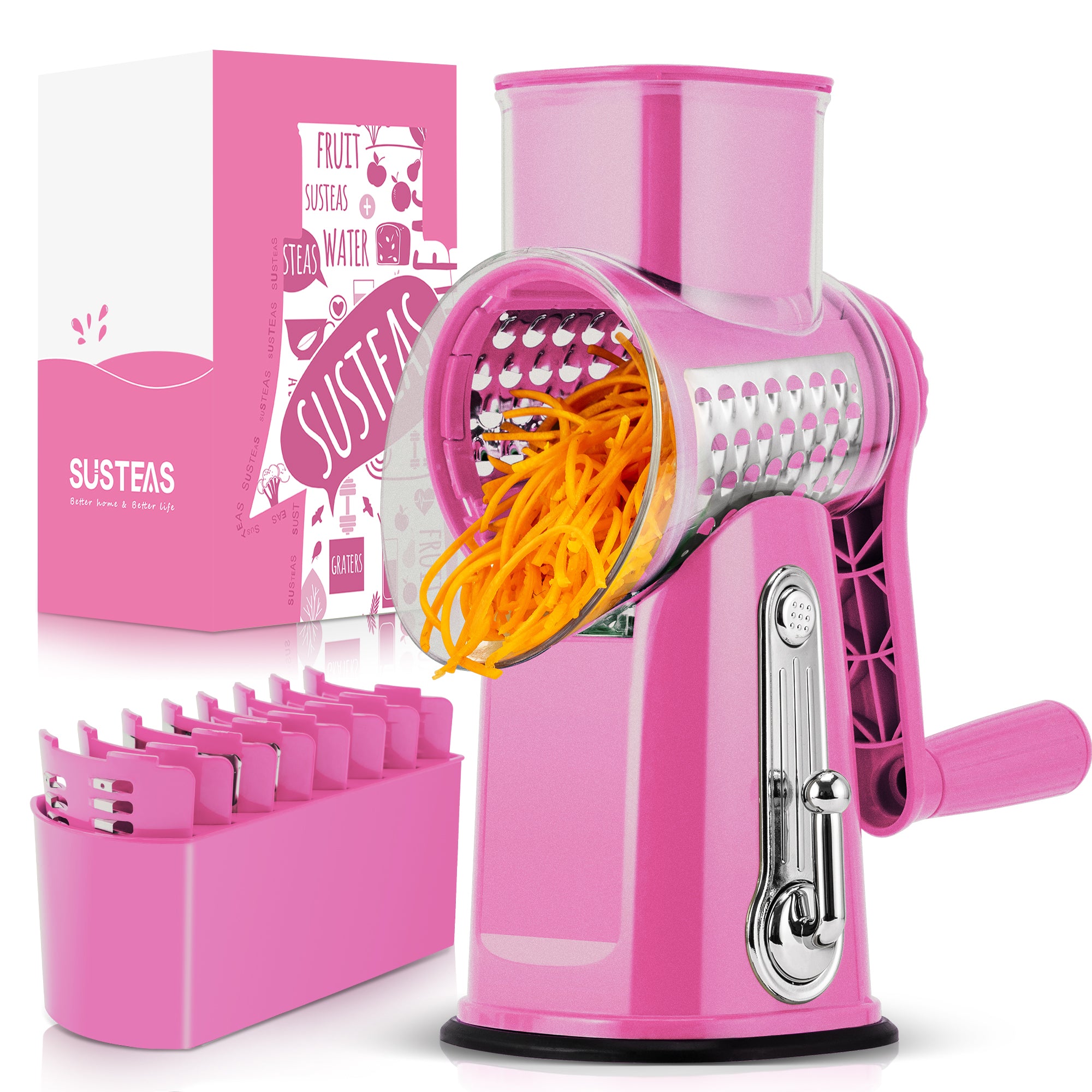 SUSTEAS Rotary Cheese Grater & Vegetable Slicer