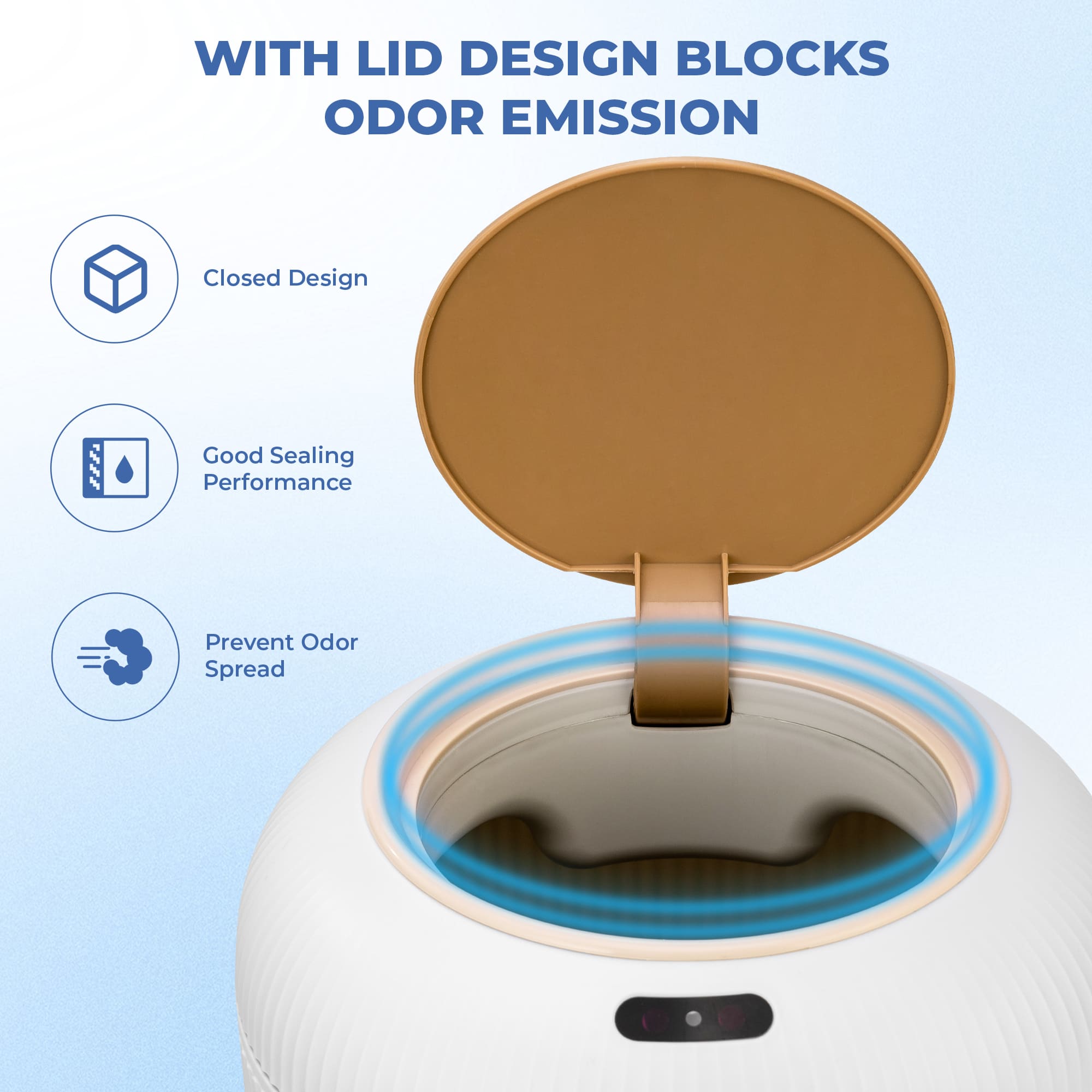 SUSTEAS Smart Sensor Trash Can for Small Kitchen and Bathroom, 10 Liters Capacity