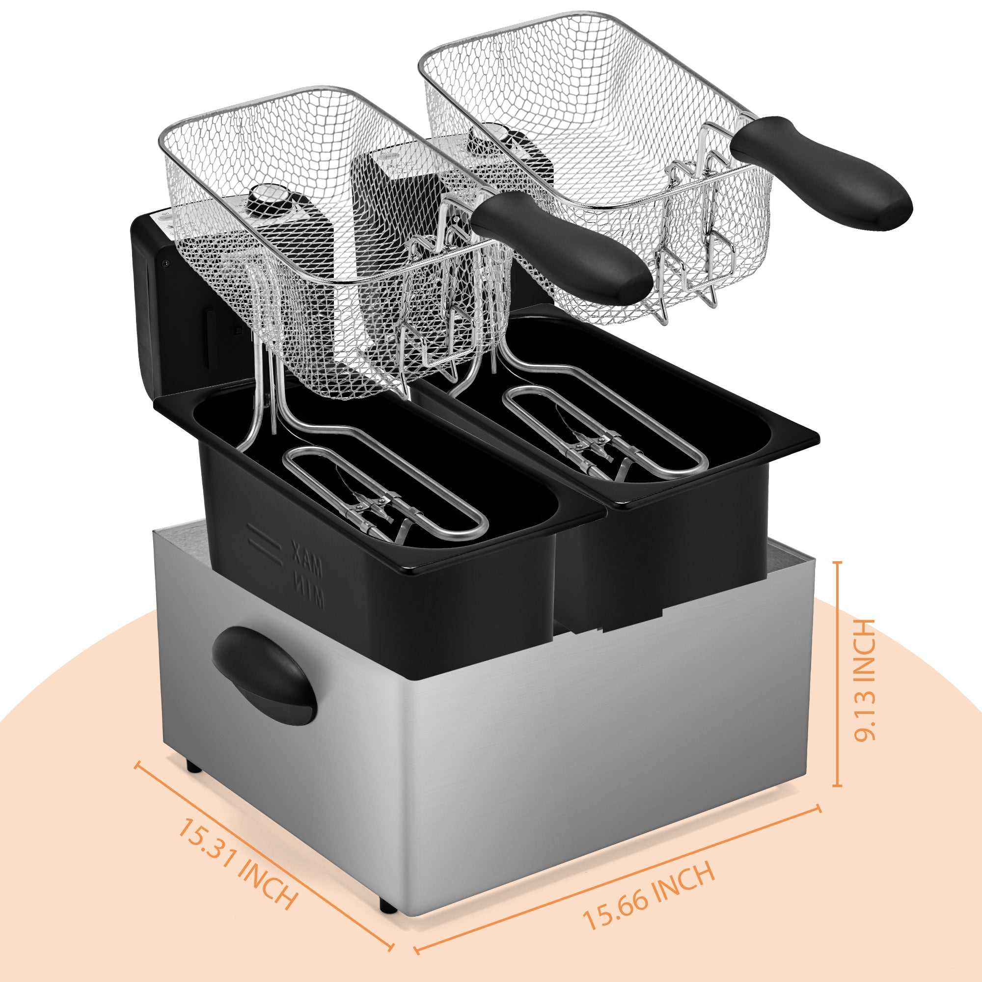SUSTEAS 2-Basket Electric Deep Fryer