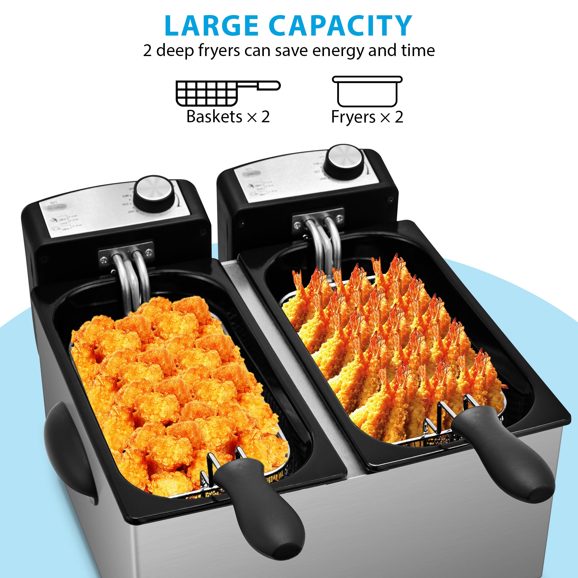 SUSTEAS 2-Basket Electric Deep Fryer