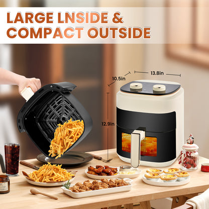 Pukomc Air Fryer,4QT Air Fryers,with Viewing Window,8 Custom Presets Air Fryer Oven with Adjustable Temperature and Time,Non-stick and Dishwasher-Safe Basket